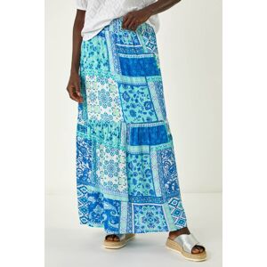 Roman Patchwork Shimmer Tiered Maxi Skirt 14 female Roman Patchwork Shimmer Tiered Maxi Skirt 14 female