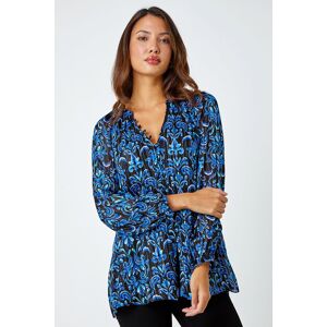 Roman Metallic Print V-Neck Chiffon Blouse 10 female Roman Metallic Print V-Neck Chiffon Blouse 10 female