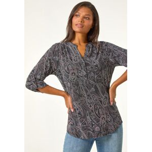 Roman Textured Paisley Print Stretch Blouse 14 female Roman Textured Paisley Print Stretch Blouse 14 female