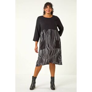 Roman Curve Abstract Print Pocket Smock Dress 22-24 female Roman Curve Abstract Print Pocket Smock Dress 22-24 female