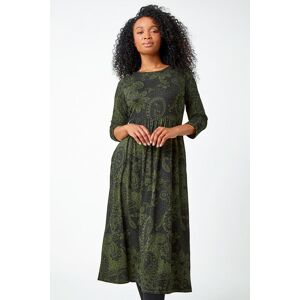 Roman Petite Paisley Ruched Stretch Midi Dress 16 female Roman Petite Paisley Ruched Stretch Midi Dress 16 female