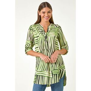Roman Abstract Linear Print V-Neck Button Top 12 female Roman Abstract Linear Print V-Neck Button Top 12 female