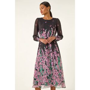 Roman Floral Border Print Belted Midi Dress 14 female Roman Floral Border Print Belted Midi Dress 14 female