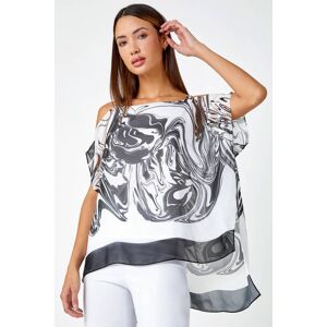 Roman Swirl Print Cold Shoulder Overlay Top 10 female Roman Swirl Print Cold Shoulder Overlay Top 10 female
