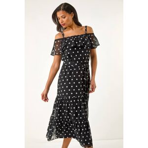Roman Spot Print Bardot Midi Dress 10 female Roman Spot Print Bardot Midi Dress 10 female