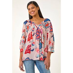 Roman Floral Print Tie Front Top 16 female Roman Floral Print Tie Front Top 16 female