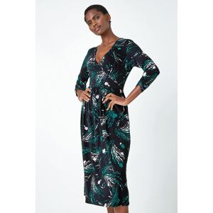 Roman Abstract Print Wrap Midi Stretch Dress 10 female Roman Abstract Print Wrap Midi Stretch Dress 10 female