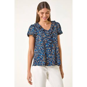 Roman Printed Ruffle V-Neck Stretch Top 10 female Roman Printed Ruffle V-Neck Stretch Top 10 female