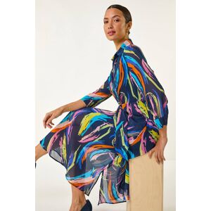 Roman Abstract Print Tie Front Shirt Dress 10 female Roman Abstract Print Tie Front Shirt Dress 10 female