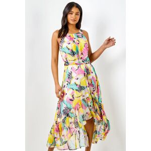 Roman Tropical Print Halter Neck Chiffon Dress 16 female Roman Tropical Print Halter Neck Chiffon Dress 16 female