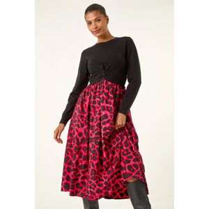 Roman Animal Print Twist Front Midi Dress 20 female Roman Animal Print Twist Front Midi Dress 20 female