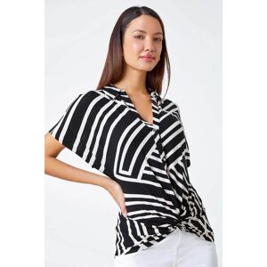 Roman Geometric Print Twist V-Neck Stretch Top 20 female Roman Geometric Print Twist V-Neck Stretch Top 20 female