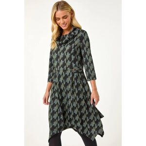 Roman Petite Abstract Print Hanky Hem Stretch Dress 16 female Roman Petite Abstract Print Hanky Hem Stretch Dress 16 female