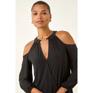Roman V-Neck Cold Shoulder Wrap Stretch Top 10 female Roman V-Neck Cold Shoulder Wrap Stretch Top 10 female
