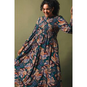 Roman Curve Floral Print Shirred Midi Dress 26-28 female Roman Curve Floral Print Shirred Midi Dress 26-28 female