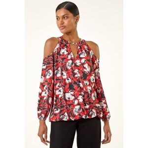Roman Printed Cold Shoulder Stretch Top 20 female Roman Printed Cold Shoulder Stretch Top 20 female