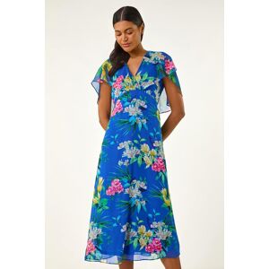 Roman Floral Chiffon Back Cape Dress 16 female Roman Floral Chiffon Back Cape Dress 16 female