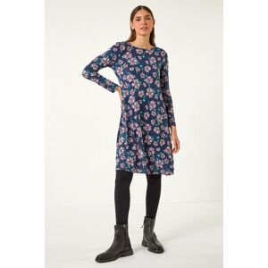 Roman Navy Floral Print Midi Dress - Model 46 Roman Navy Floral Print Midi Dress - Model 46