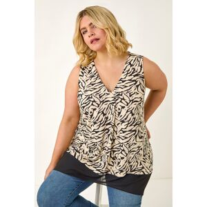 Roman Curve Animal Print Chiffon Hem Vest Top 30-32 female Roman Curve Animal Print Chiffon Hem Vest Top 30-32 female