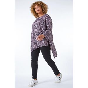 Roman Curve Snake Print Hanky Hem Tunic Top 26-28 female Roman Curve Snake Print Hanky Hem Tunic Top 26-28 female