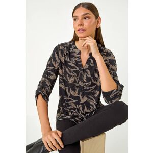 Roman Textured Abstract Print V-Neck Stretch Shirt 18 female Roman Textured Abstract Print V-Neck Stretch Shirt 18 female