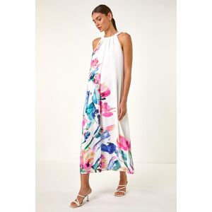 Roman Floral Placement Halter Neck Midi Dress 18 female Roman Floral Placement Halter Neck Midi Dress 18 female