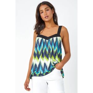 Roman Contrast Zig Zag V-Neck Stretch Cami Top 16 female Roman Contrast Zig Zag V-Neck Stretch Cami Top 16 female
