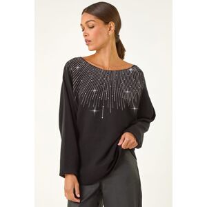 Roman Hotfix Embellished Neck Knit Jumper S female Roman Hotfix Embellished Neck Knit Jumper S female