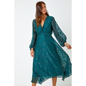 Roman Floral Textured Twist Front Chiffon Midi Dress 12 female Roman Floral Textured Twist Front Chiffon Midi Dress 12 female