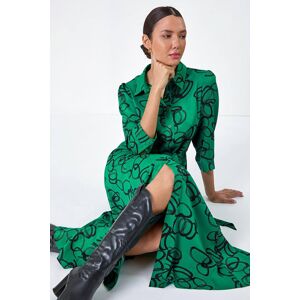 Roman Abstract Circle Print Stretch Midi Shirt Dress 10 female Roman Abstract Circle Print Stretch Midi Shirt Dress 10 female