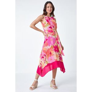 Roman Sleeveless Floral Chiffon Hanky Hem Dress 20 female Roman Sleeveless Floral Chiffon Hanky Hem Dress 20 female