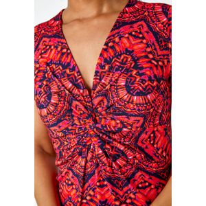 Roman Petite Aztec Knot Detail V-Neck Stretch Top 10 female Roman Petite Aztec Knot Detail V-Neck Stretch Top 10 female