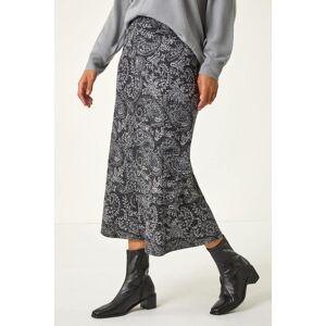 Roman Leaf Print Panelled Tulip Skirt 12 female Roman Leaf Print Panelled Tulip Skirt 12 female