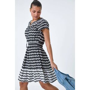 Roman Zig Zag Border Print Shirred Dress 14 female Roman Zig Zag Border Print Shirred Dress 14 female
