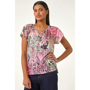 Roman Paisley Print V-Neck Raglan Top 18 female Roman Paisley Print V-Neck Raglan Top 18 female