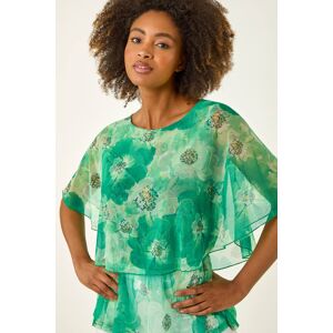 Roman Floral Print Mesh Overlay Top 18 female Roman Floral Print Mesh Overlay Top 18 female