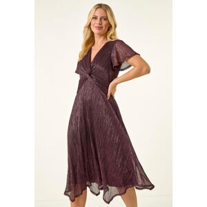 Roman Petite Shimmer Twist Front Midi Dress 12 female Roman Petite Shimmer Twist Front Midi Dress 12 female