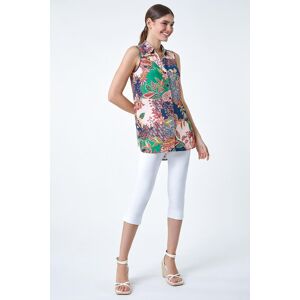 Roman Paisley Floral Print Sleeveless Button Blouse 10 female Roman Paisley Floral Print Sleeveless Button Blouse 10 female