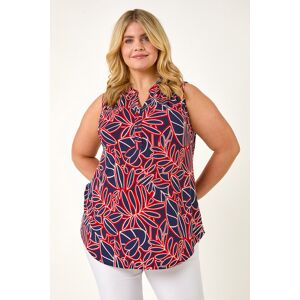 Roman Curve Textured Leaf Print Vest Top 26-28 female Roman Curve Textured Leaf Print Vest Top 26-28 female