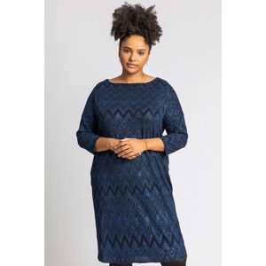 Roman Curve Roman Originals Curve Zig Zag Print Shift Dress in Royal Blue - Size 2628 2628 female