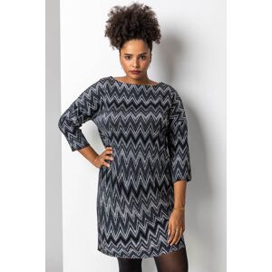 Roman Curve Roman Originals Curve Zig Zag Print Shift Dress in Silver - Size 2628 2628 female