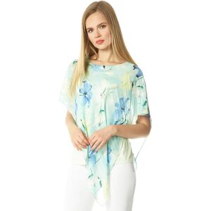 Roman Floral Print Asymmetric Overlay Top in Mint 10 female