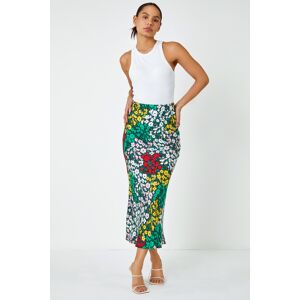 Dusk Fashion Contrast Floral Print Midi Skirt in Multi 8 female