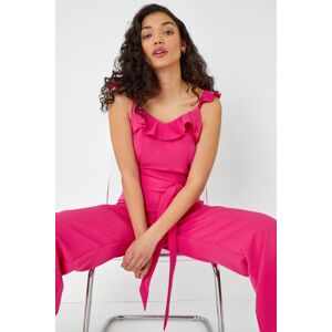 Dusk Fashion Frill Detail Wide Leg Jumpsuit in Pink 8 female