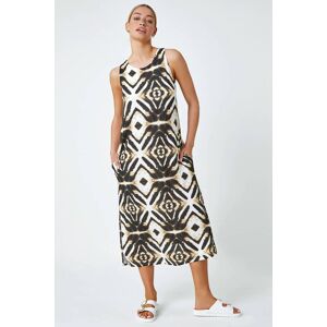 Dusk Fashion Sleeveless Tie Dye Midi Stretch Dress in Natural 10 female