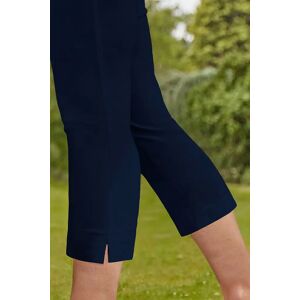 Roman Women's Cropped Stretch Fit Holiday Capri 3/4 Length Trousers in Navy Blue 14 female