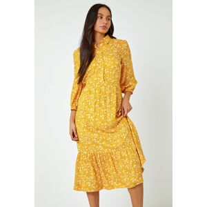 Dusk Fashion Spot Print Tiered Shirt Dress in Amber 10 female