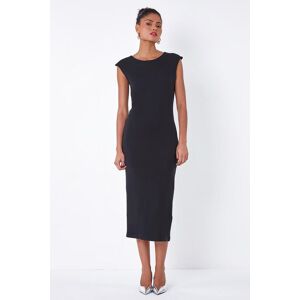 Dusk Fashion Plain Bodycon Stretch Jersey Midi Dress in Black - Size 8 8 female