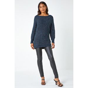 Roman Shimmer Thread Longline Jumper in Midnight Blue 16 female