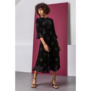 Dusk Fashion Velvet Sparkle Frill Detail Dress in Black - Size 8 8 female